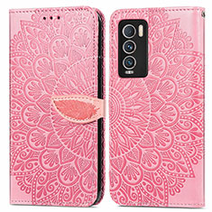 Custodia Portafoglio In Pelle Fantasia Modello Cover con Supporto S04D per Realme GT Master Explorer 5G Oro Rosa