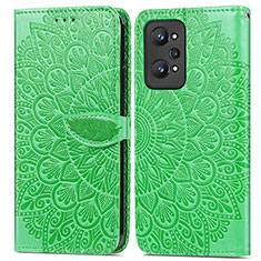 Custodia Portafoglio In Pelle Fantasia Modello Cover con Supporto S04D per Realme GT Neo 3T 5G Verde