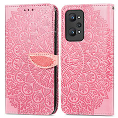 Custodia Portafoglio In Pelle Fantasia Modello Cover con Supporto S04D per Realme GT Neo2 5G Oro Rosa