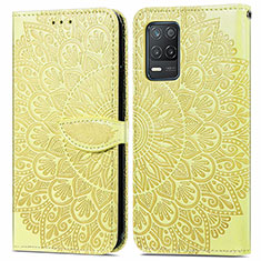 Custodia Portafoglio In Pelle Fantasia Modello Cover con Supporto S04D per Realme Q3 5G Giallo