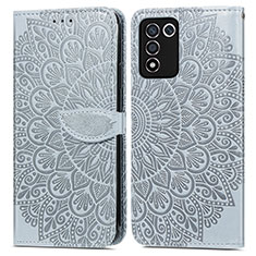 Custodia Portafoglio In Pelle Fantasia Modello Cover con Supporto S04D per Realme Q3s 5G Grigio