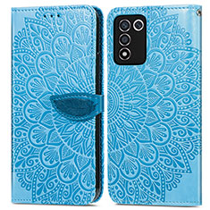 Custodia Portafoglio In Pelle Fantasia Modello Cover con Supporto S04D per Realme Q3t 5G Blu