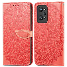 Custodia Portafoglio In Pelle Fantasia Modello Cover con Supporto S04D per Realme Q5 Pro 5G Rosso