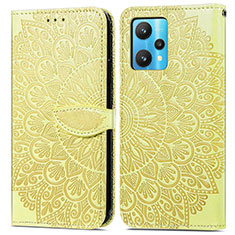 Custodia Portafoglio In Pelle Fantasia Modello Cover con Supporto S04D per Realme V25 5G Giallo