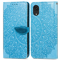 Custodia Portafoglio In Pelle Fantasia Modello Cover con Supporto S04D per Samsung Galaxy A03 Core Blu