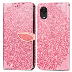 Custodia Portafoglio In Pelle Fantasia Modello Cover con Supporto S04D per Samsung Galaxy A03 Core Oro Rosa