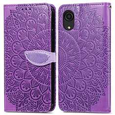 Custodia Portafoglio In Pelle Fantasia Modello Cover con Supporto S04D per Samsung Galaxy A03 Core Viola