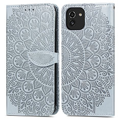 Custodia Portafoglio In Pelle Fantasia Modello Cover con Supporto S04D per Samsung Galaxy A03 Grigio