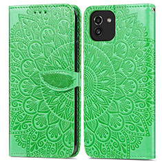 Custodia Portafoglio In Pelle Fantasia Modello Cover con Supporto S04D per Samsung Galaxy A03 Verde