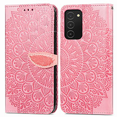 Custodia Portafoglio In Pelle Fantasia Modello Cover con Supporto S04D per Samsung Galaxy A03s Oro Rosa