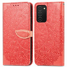 Custodia Portafoglio In Pelle Fantasia Modello Cover con Supporto S04D per Samsung Galaxy A03s Rosso