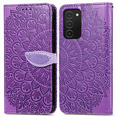 Custodia Portafoglio In Pelle Fantasia Modello Cover con Supporto S04D per Samsung Galaxy A03s Viola