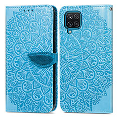 Custodia Portafoglio In Pelle Fantasia Modello Cover con Supporto S04D per Samsung Galaxy A12 5G Blu