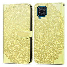 Custodia Portafoglio In Pelle Fantasia Modello Cover con Supporto S04D per Samsung Galaxy A12 5G Giallo