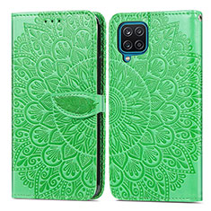 Custodia Portafoglio In Pelle Fantasia Modello Cover con Supporto S04D per Samsung Galaxy A12 5G Verde