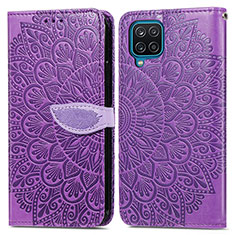 Custodia Portafoglio In Pelle Fantasia Modello Cover con Supporto S04D per Samsung Galaxy A12 5G Viola