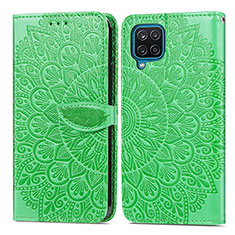 Custodia Portafoglio In Pelle Fantasia Modello Cover con Supporto S04D per Samsung Galaxy A12 Verde