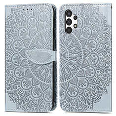 Custodia Portafoglio In Pelle Fantasia Modello Cover con Supporto S04D per Samsung Galaxy A13 4G Grigio