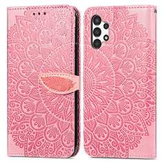 Custodia Portafoglio In Pelle Fantasia Modello Cover con Supporto S04D per Samsung Galaxy A13 4G Oro Rosa