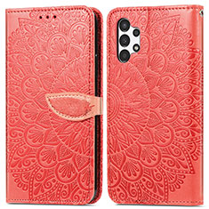 Custodia Portafoglio In Pelle Fantasia Modello Cover con Supporto S04D per Samsung Galaxy A13 4G Rosso