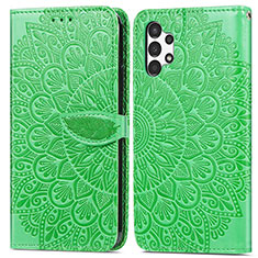 Custodia Portafoglio In Pelle Fantasia Modello Cover con Supporto S04D per Samsung Galaxy A13 4G Verde