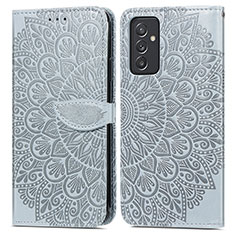 Custodia Portafoglio In Pelle Fantasia Modello Cover con Supporto S04D per Samsung Galaxy A15 4G Grigio