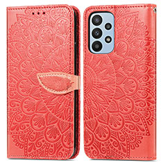 Custodia Portafoglio In Pelle Fantasia Modello Cover con Supporto S04D per Samsung Galaxy A23 4G Rosso