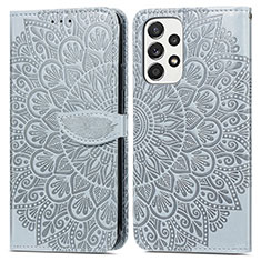 Custodia Portafoglio In Pelle Fantasia Modello Cover con Supporto S04D per Samsung Galaxy A33 5G Grigio