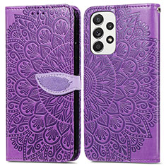 Custodia Portafoglio In Pelle Fantasia Modello Cover con Supporto S04D per Samsung Galaxy A33 5G Viola