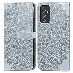 Custodia Portafoglio In Pelle Fantasia Modello Cover con Supporto S04D per Samsung Galaxy A35 5G Grigio