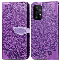 Custodia Portafoglio In Pelle Fantasia Modello Cover con Supporto S04D per Samsung Galaxy A52 4G Viola