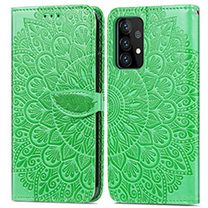 Custodia Portafoglio In Pelle Fantasia Modello Cover con Supporto S04D per Samsung Galaxy A52 5G Verde