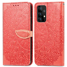 Custodia Portafoglio In Pelle Fantasia Modello Cover con Supporto S04D per Samsung Galaxy A52s 5G Rosso