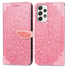 Custodia Portafoglio In Pelle Fantasia Modello Cover con Supporto S04D per Samsung Galaxy A53 5G Oro Rosa