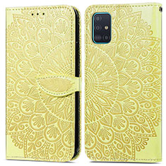 Custodia Portafoglio In Pelle Fantasia Modello Cover con Supporto S04D per Samsung Galaxy A71 4G A715 Giallo