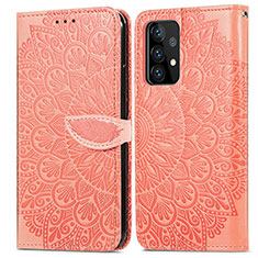 Custodia Portafoglio In Pelle Fantasia Modello Cover con Supporto S04D per Samsung Galaxy A72 4G Arancione