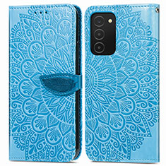 Custodia Portafoglio In Pelle Fantasia Modello Cover con Supporto S04D per Samsung Galaxy F02S SM-E025F Blu