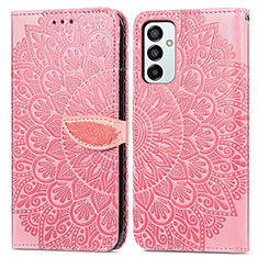 Custodia Portafoglio In Pelle Fantasia Modello Cover con Supporto S04D per Samsung Galaxy F23 5G Oro Rosa