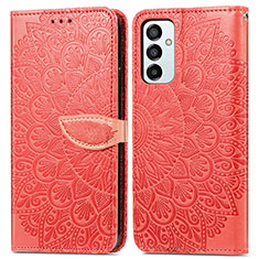 Custodia Portafoglio In Pelle Fantasia Modello Cover con Supporto S04D per Samsung Galaxy F23 5G Rosso