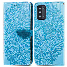 Custodia Portafoglio In Pelle Fantasia Modello Cover con Supporto S04D per Samsung Galaxy F52 5G Blu