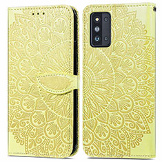 Custodia Portafoglio In Pelle Fantasia Modello Cover con Supporto S04D per Samsung Galaxy F52 5G Giallo