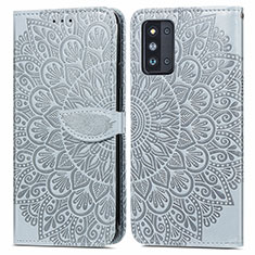 Custodia Portafoglio In Pelle Fantasia Modello Cover con Supporto S04D per Samsung Galaxy F52 5G Grigio