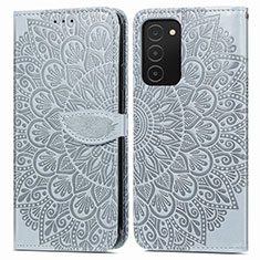 Custodia Portafoglio In Pelle Fantasia Modello Cover con Supporto S04D per Samsung Galaxy M02s Grigio