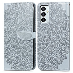 Custodia Portafoglio In Pelle Fantasia Modello Cover con Supporto S04D per Samsung Galaxy M23 5G Grigio