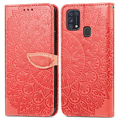Custodia Portafoglio In Pelle Fantasia Modello Cover con Supporto S04D per Samsung Galaxy M31 Prime Edition Rosso