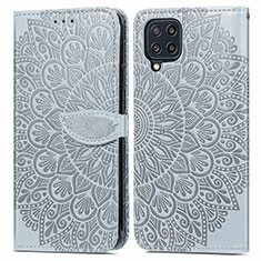 Custodia Portafoglio In Pelle Fantasia Modello Cover con Supporto S04D per Samsung Galaxy M32 4G Grigio