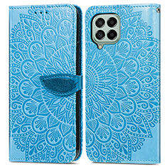 Custodia Portafoglio In Pelle Fantasia Modello Cover con Supporto S04D per Samsung Galaxy M53 5G Blu