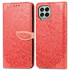 Custodia Portafoglio In Pelle Fantasia Modello Cover con Supporto S04D per Samsung Galaxy M53 5G Rosso