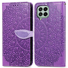 Custodia Portafoglio In Pelle Fantasia Modello Cover con Supporto S04D per Samsung Galaxy M53 5G Viola