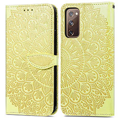 Custodia Portafoglio In Pelle Fantasia Modello Cover con Supporto S04D per Samsung Galaxy S20 FE (2022) 5G Giallo